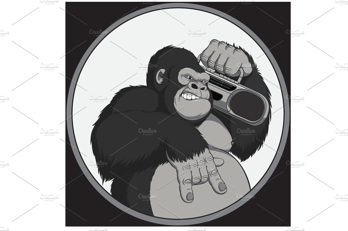 Vector illustration, gorilla preview image.