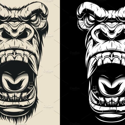 Ferocious gorilla head cover image.