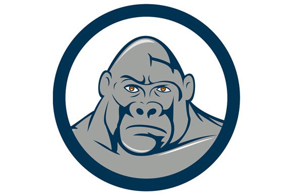 Angry Gorilla Head Circle Cartoon cover image.