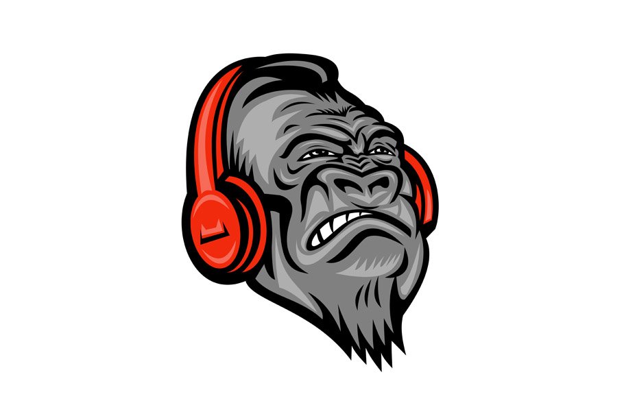 Gorilla Headphones Head Mascot Retro cover image.