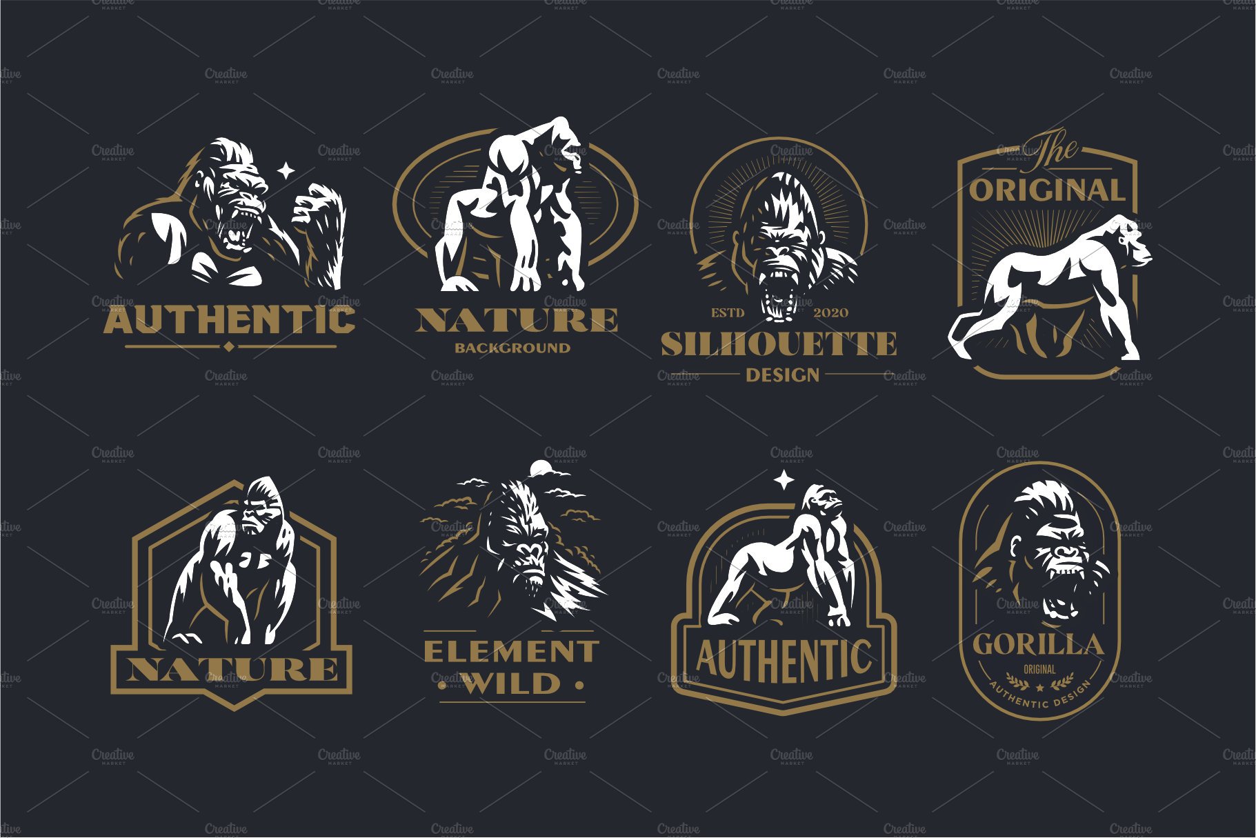 Collection of gorilla emblems cover image.