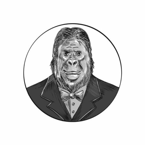 Gorilla Wearing Tuxedo Drawing cover image.