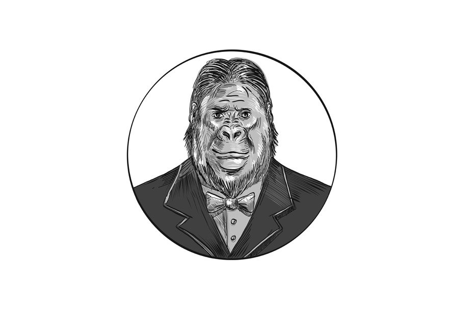 Gorilla Wearing Tuxedo Drawing cover image.