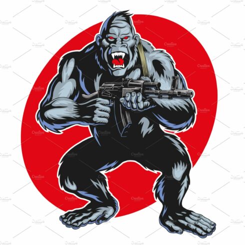 Gorilla with AK 47 assault rifle cover image.