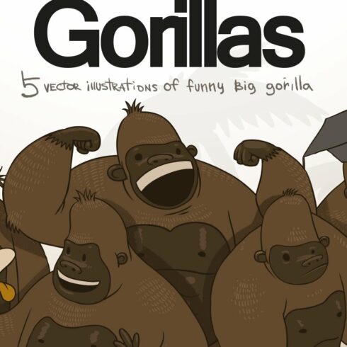 Gorillas bundle, vector cover image.
