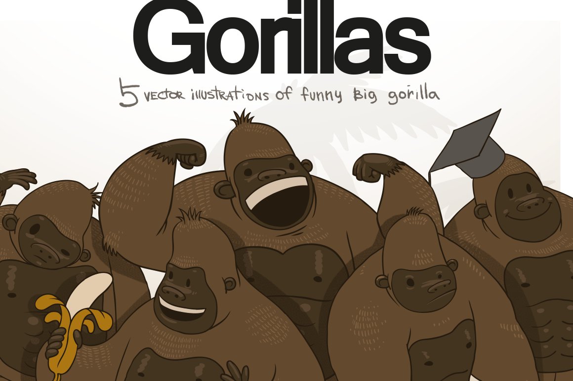Gorillas bundle, vector cover image.