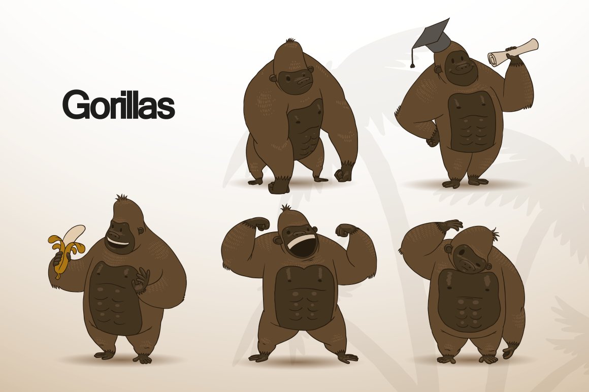 Gorillas bundle, vector preview image.