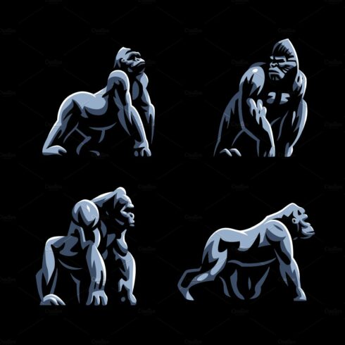 Gorillas vector set cover image.