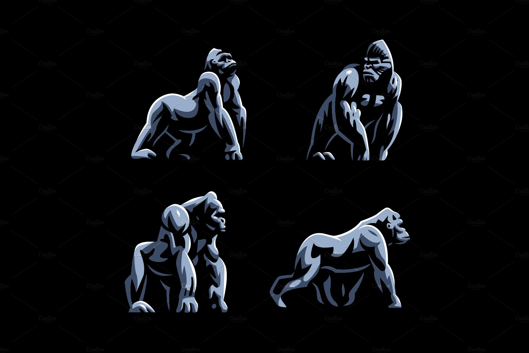 Gorillas vector set cover image.