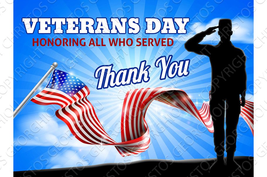 Veterans Day American Flag Soldier cover image.
