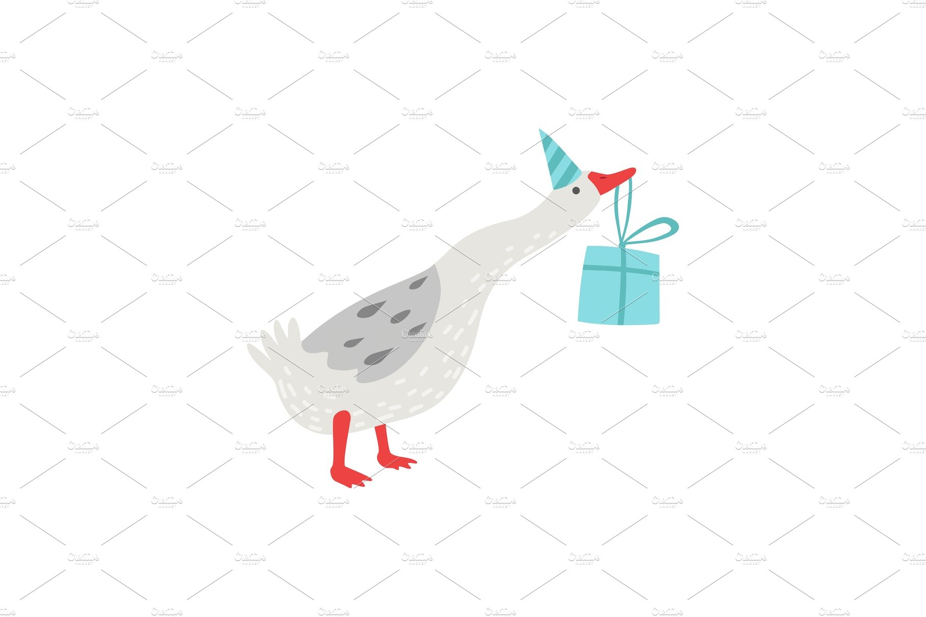 White Goose Holding Gift Box in Its cover image.