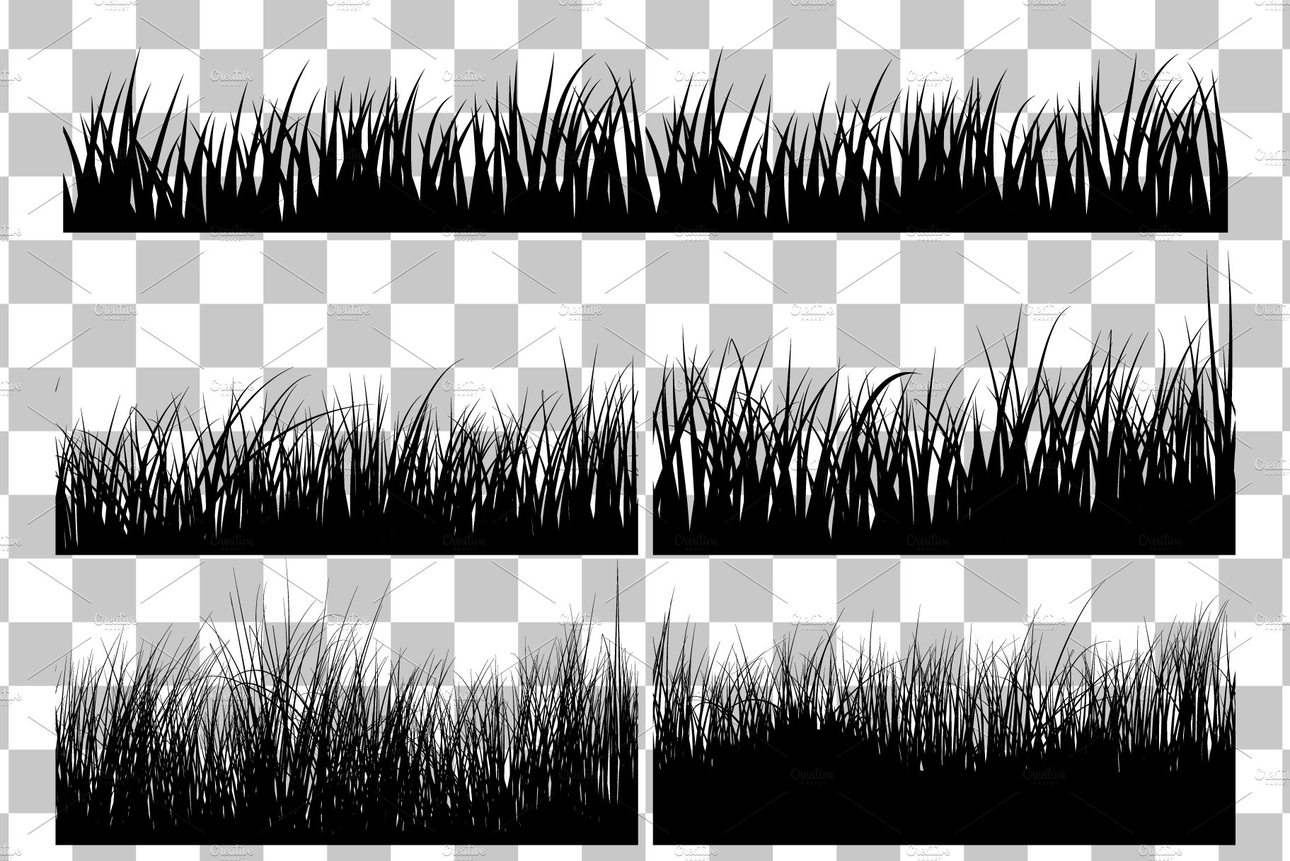 Seamless Meadow Grass Set preview image.