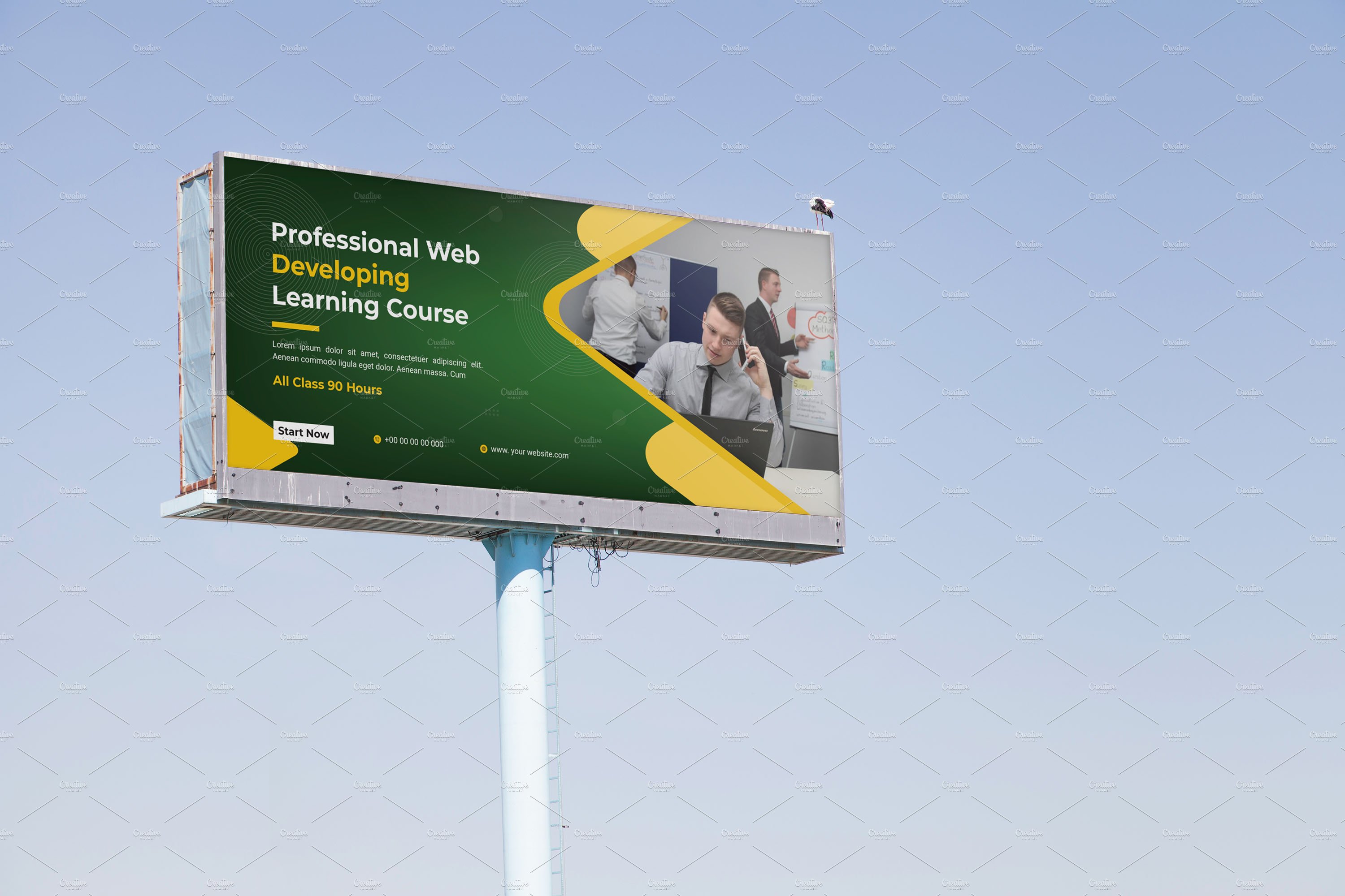 Online Courses Billboard Template preview image.