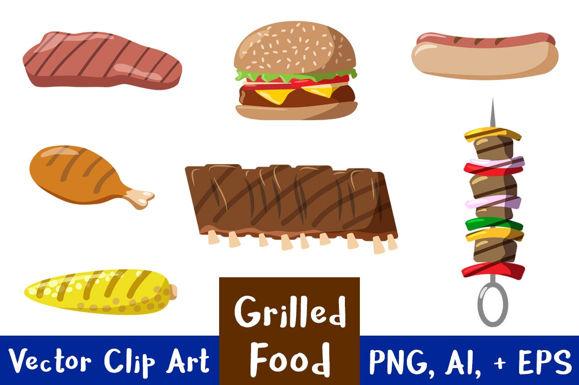 Grilled Food Clipart cover image.