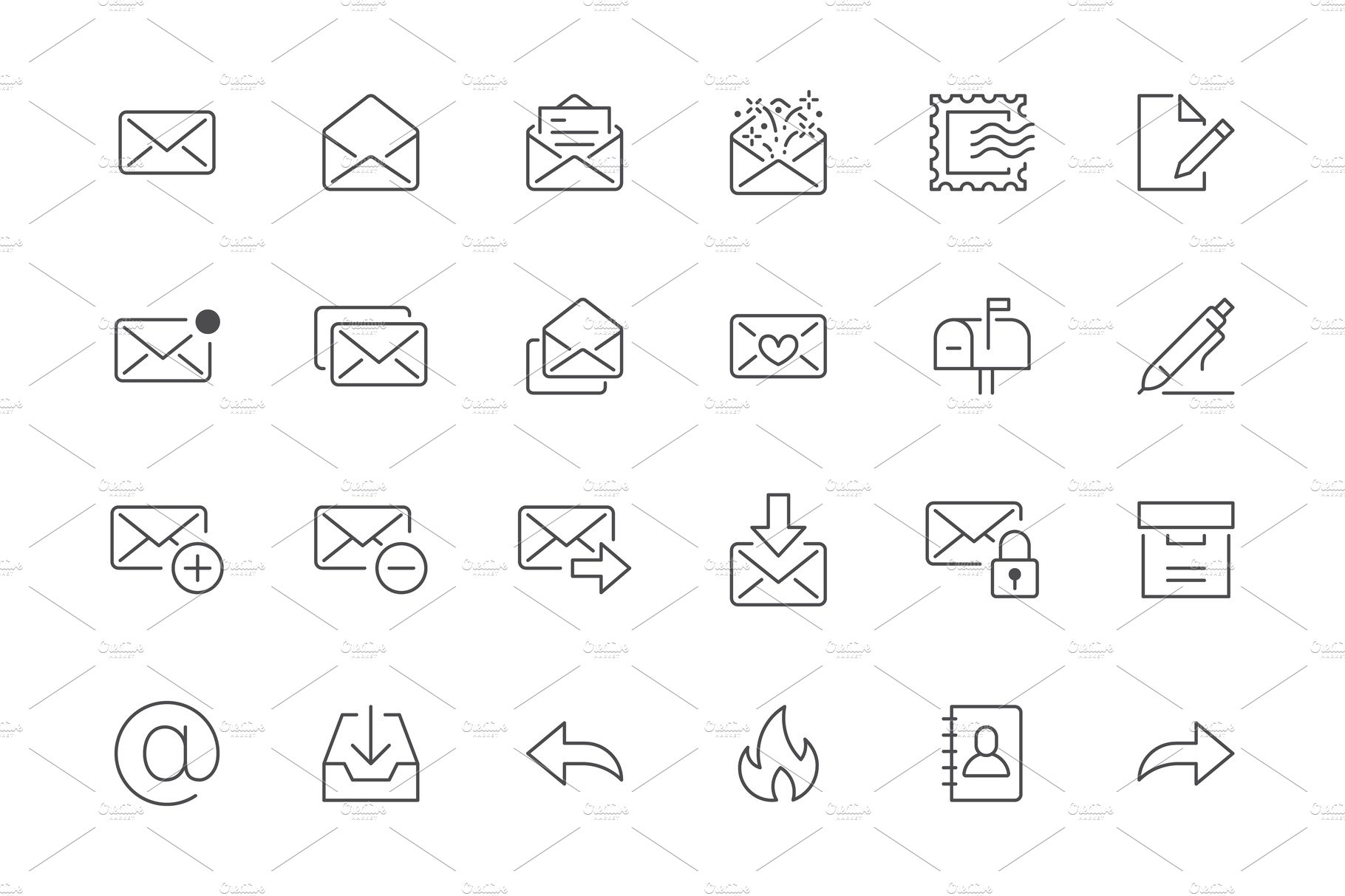 Email Line Icons preview image.