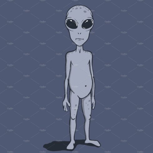 Alien looks to us. Vector cover image.