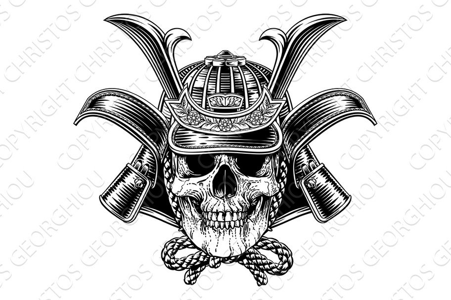 Samurai Mask Skull Warrior Helmet cover image.