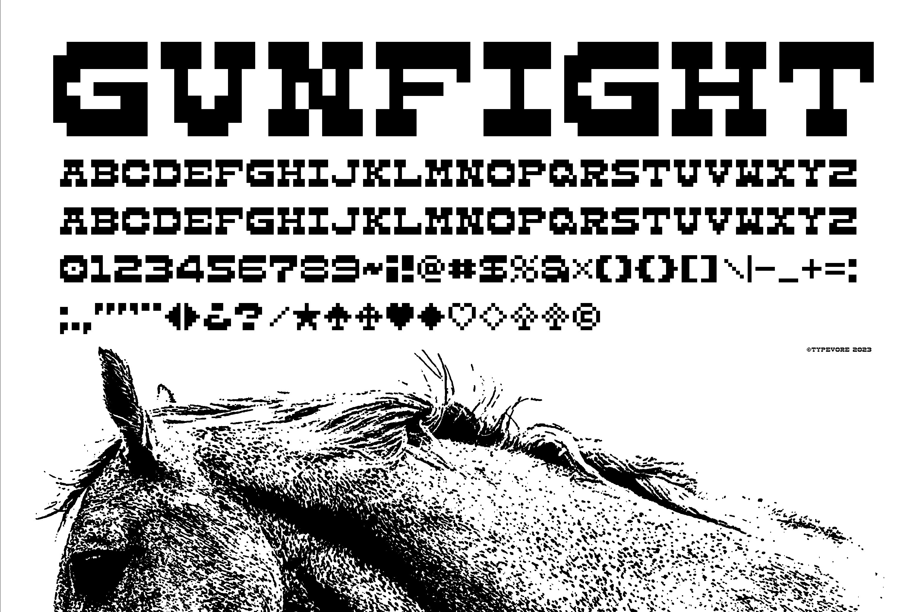gunfight8bit font horse wbg 2 styles glyphs 352