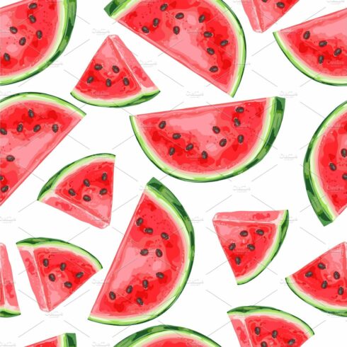 Seamless pattern with watermelons cover image.
