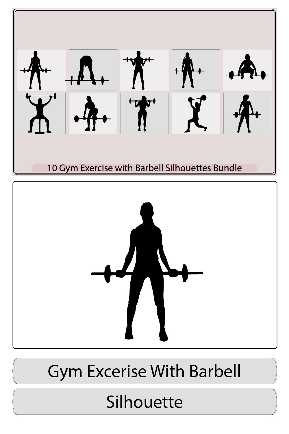 Weightlifter lifts big barbell,Squats with weight Woman lifts big barbell,Fitness Club emblem Training Woman with barbell pinterest preview image.