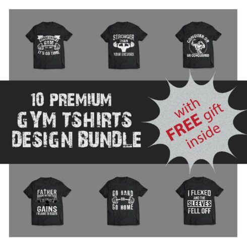 Gym tshirt designs bundle cover image.
