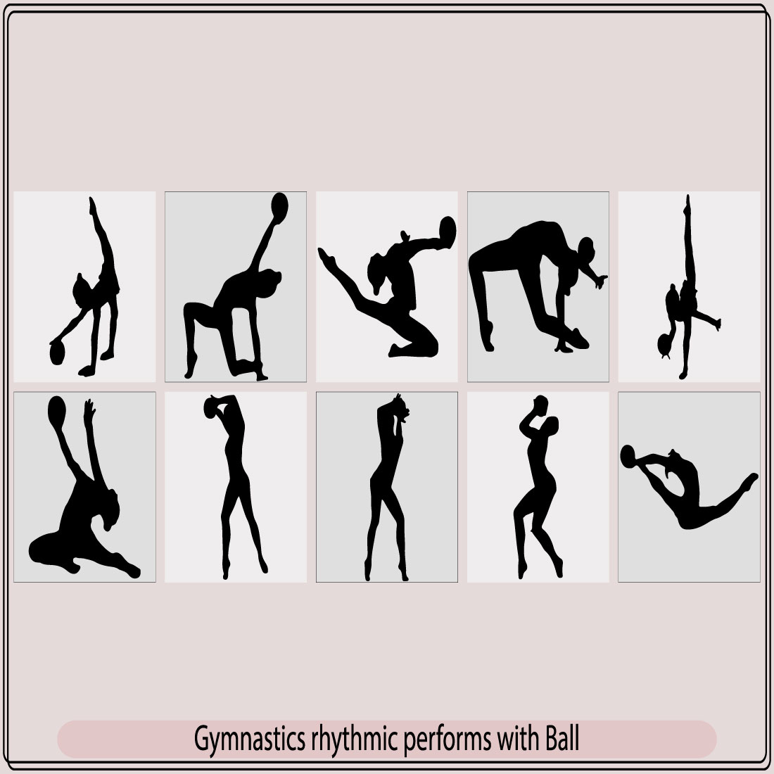 Set of rhythmic gymnastics silhouettes,Rhythmic gymnastics silhouette sport  vector illustration,Rythmic gymnast with a ball in a pose - MasterBundles