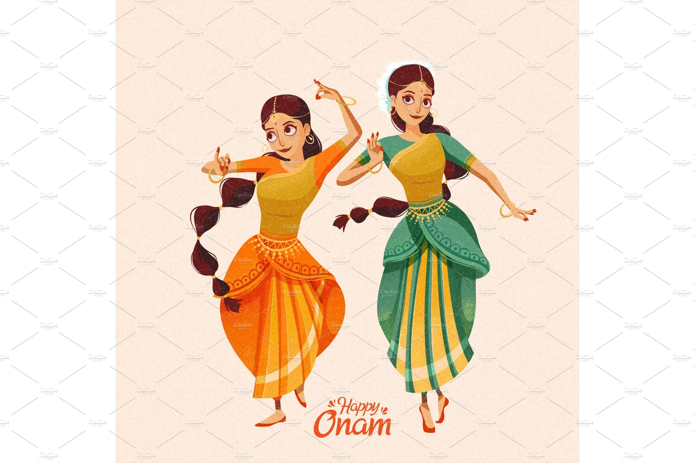 Happy Onam two beautiful dancers cover image.