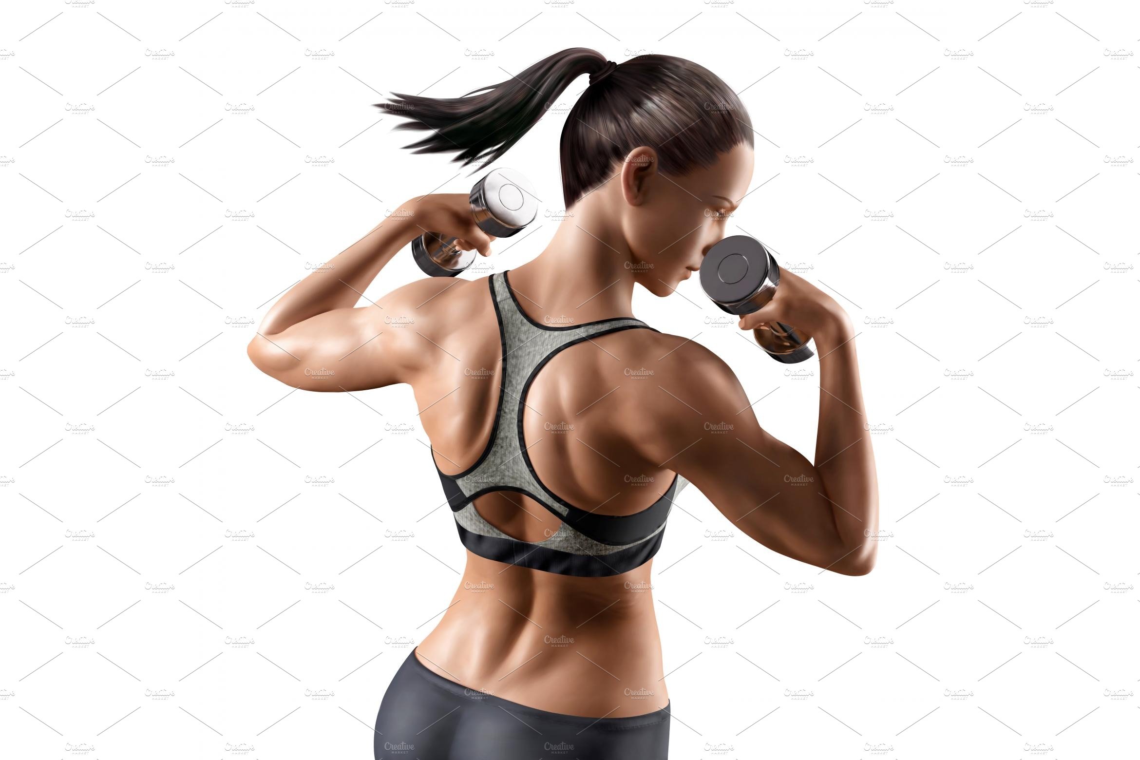 Fitness woman with dumbbell cover image.