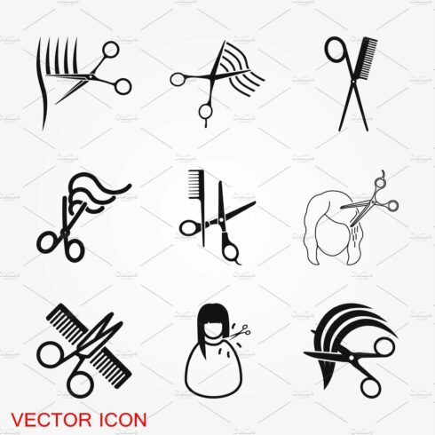 Barber icon vector logo cover image.
