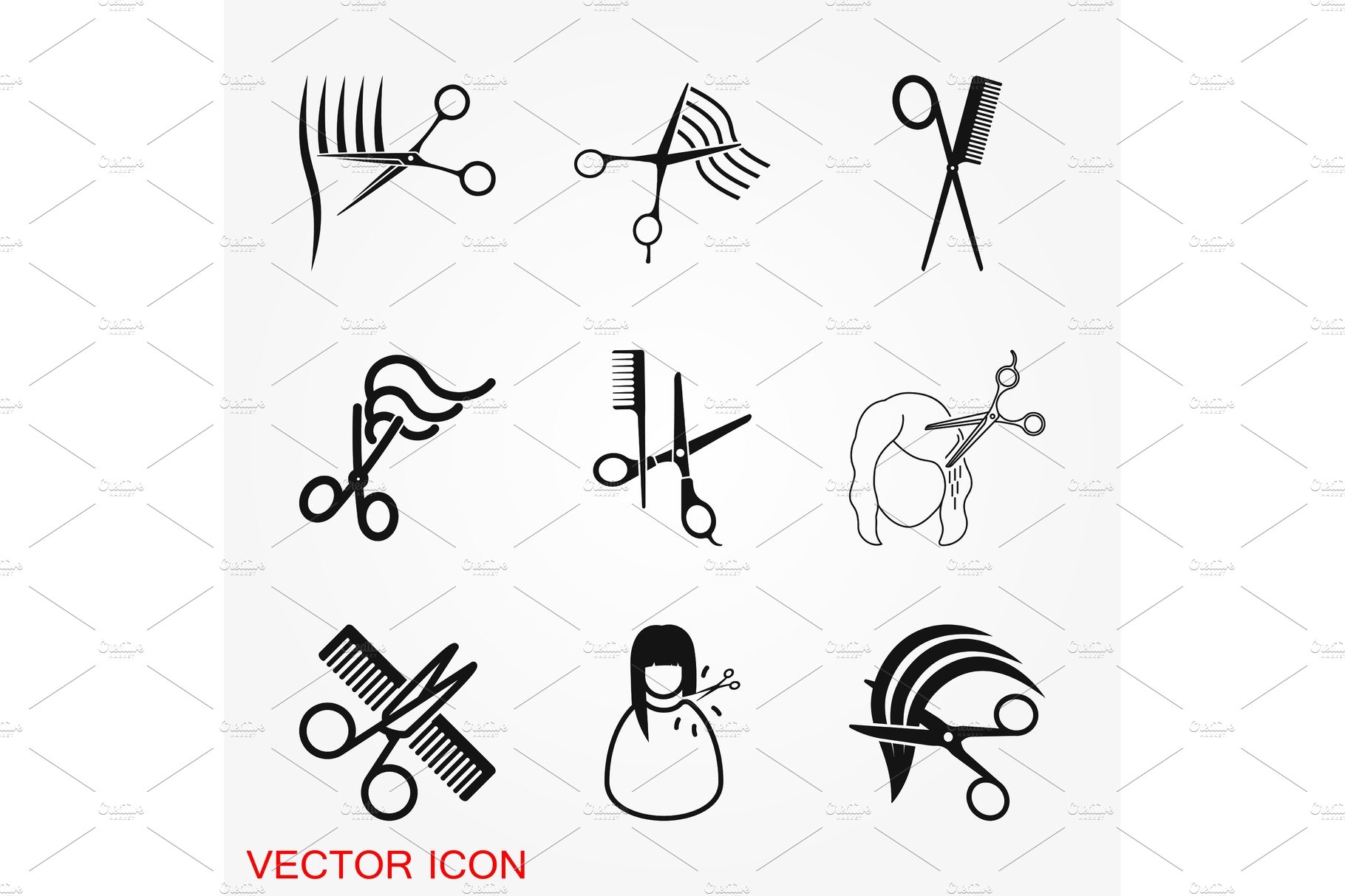 Barber icon vector logo cover image.