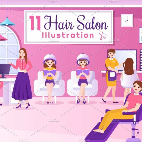 11 Hair Salon Illustration cover image.