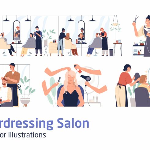 Hair dressers, barbers work in salon cover image.