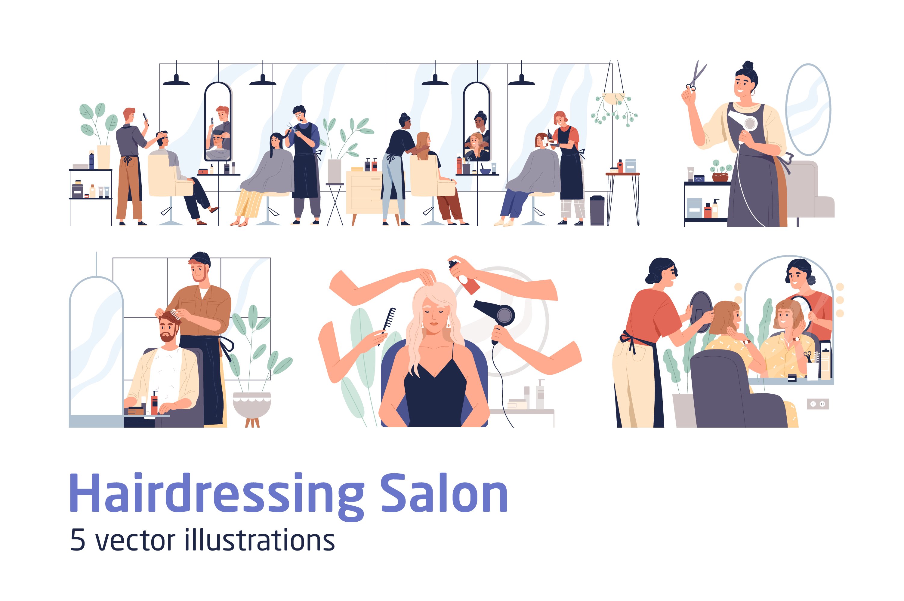 Hair dressers, barbers work in salon cover image.