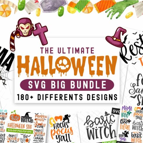 180+ Halloween SVG Big Bundle cover image.