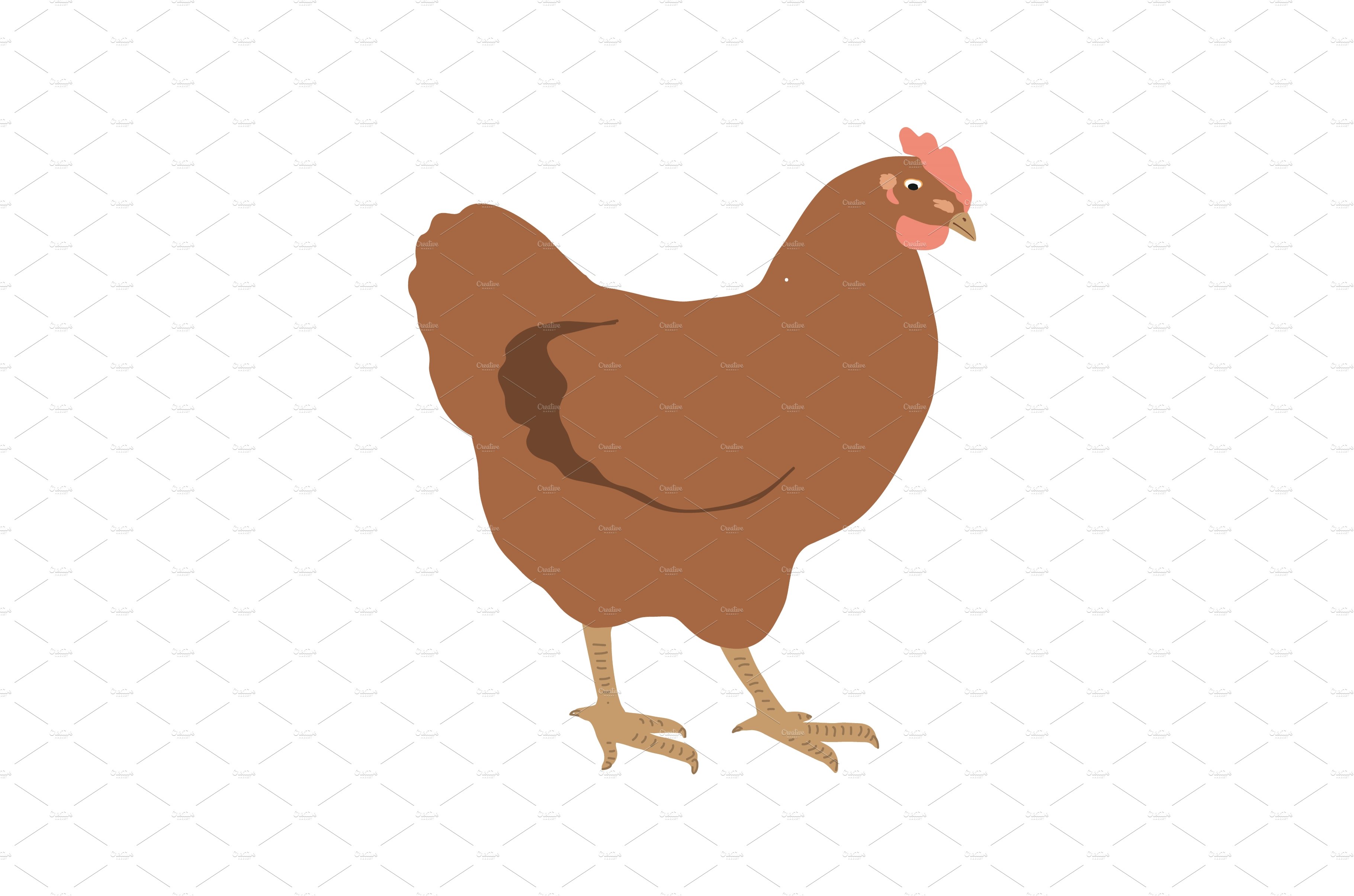 Cute red hen icon, vector cover image.