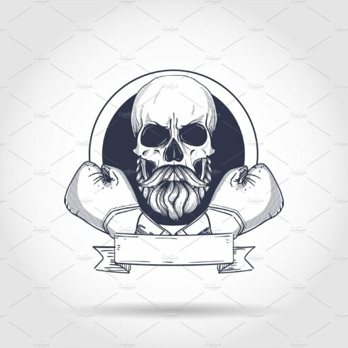 Hand drawn skull with boxing gloves cover image.