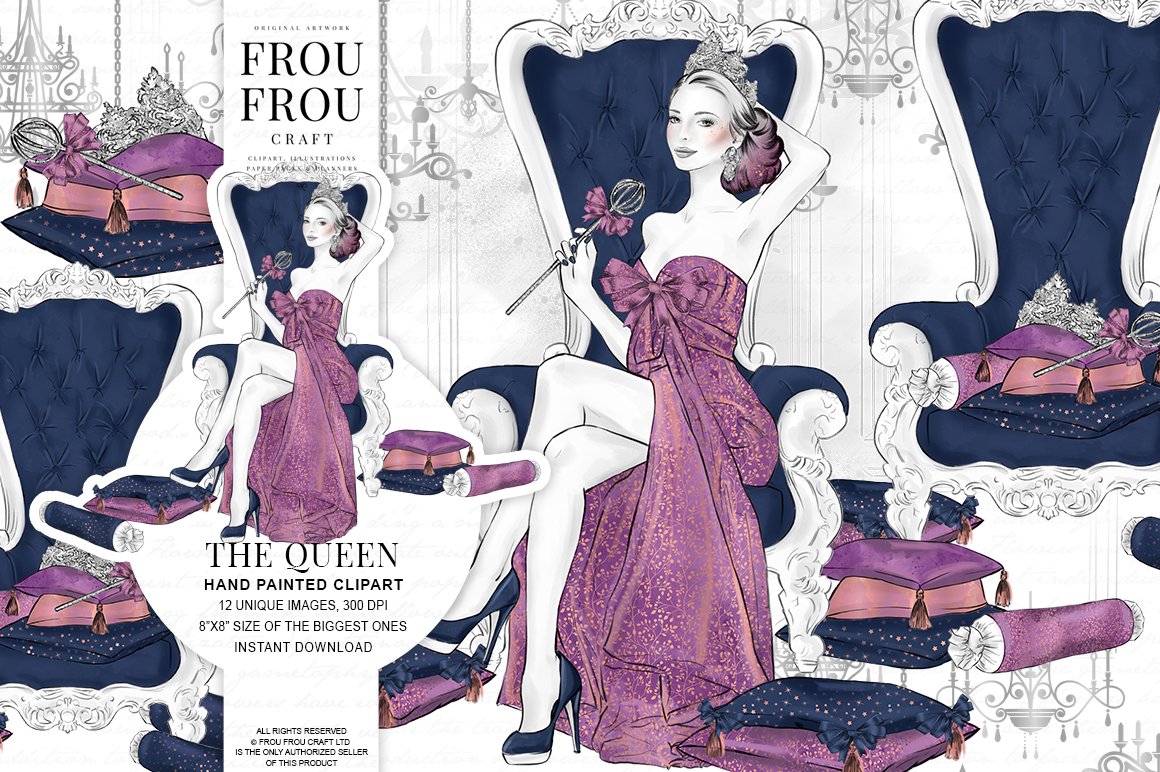 The Queen Fashion Clip Art cover image.