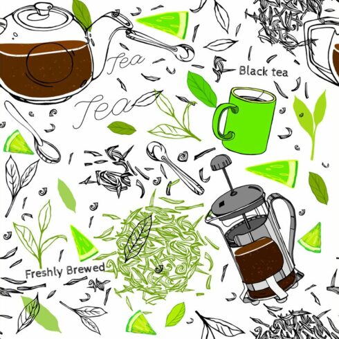Hand Drawn Seamless Tea Pattern cover image.