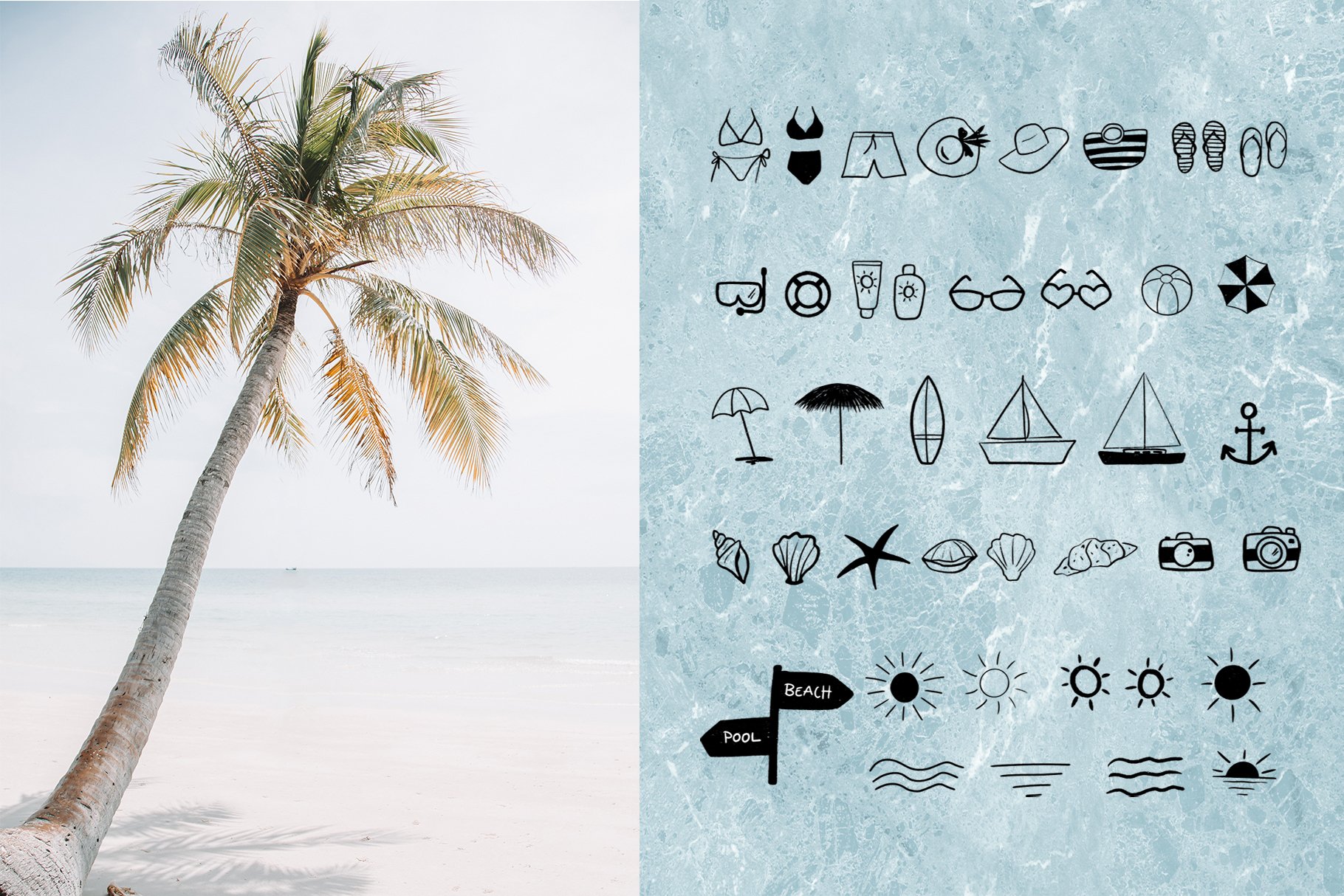 Summer Beach Tropical Illustrations preview image.