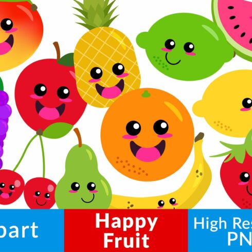 Happy Fruit Clipart, Cute Fruit cover image.
