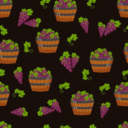 Vector grape seamless pattern cover image.