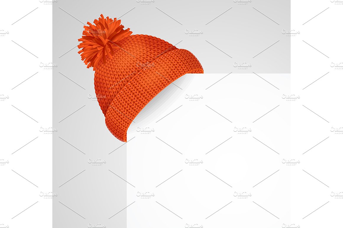 Knitted Hat on a Corner White Sheet preview image.