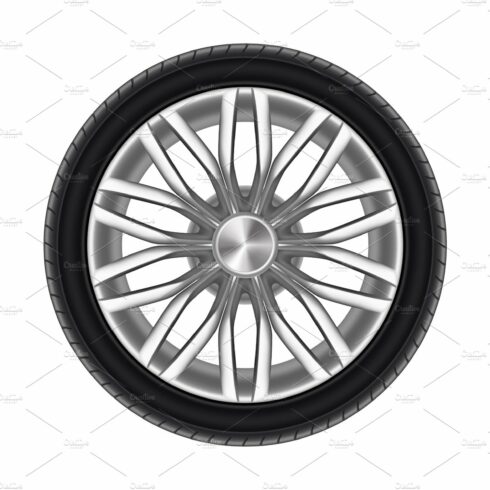 Auto tyre or rubber wheel isolated cover image.