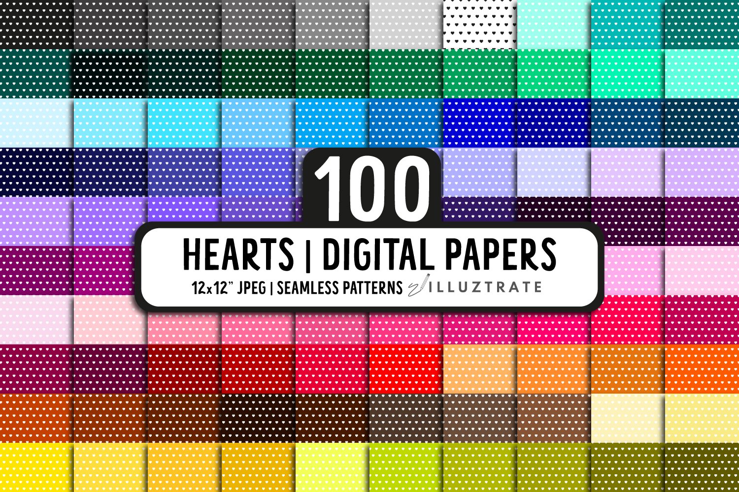 Hearts Digital Paper | Rainbow Paper cover image.
