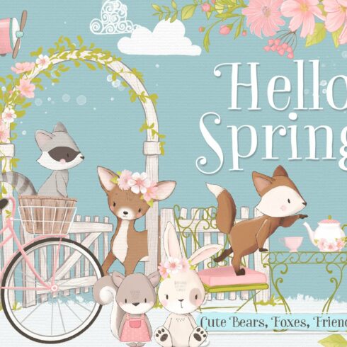 Cute Spring Woodland Animal Clipart cover image.