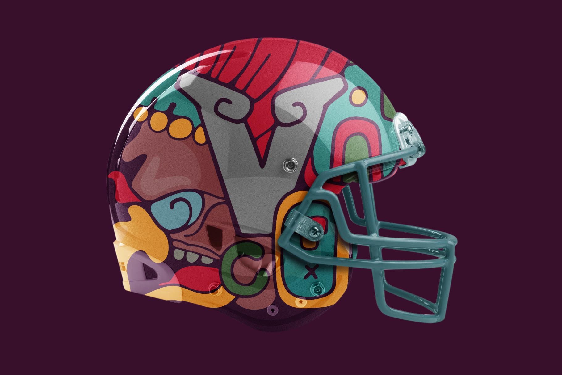 Aztec Initials Colored font preview image.