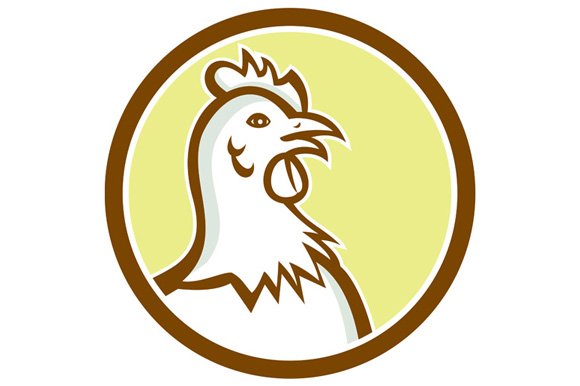 Chicken Hen Head Side Circle Cartoon cover image.