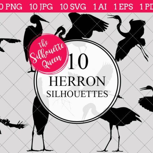 Heron bird Silhouette Clipart cover image.
