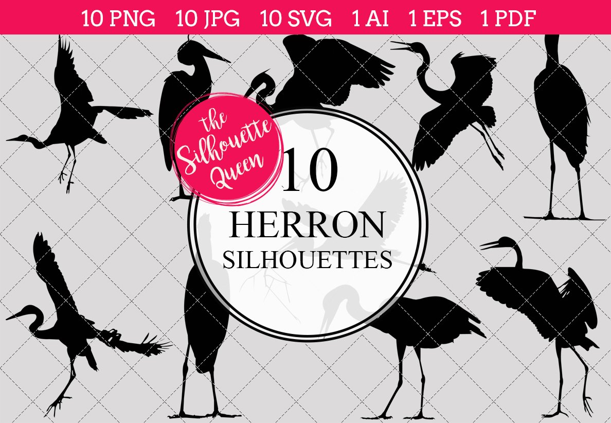 Heron bird Silhouette Clipart cover image.