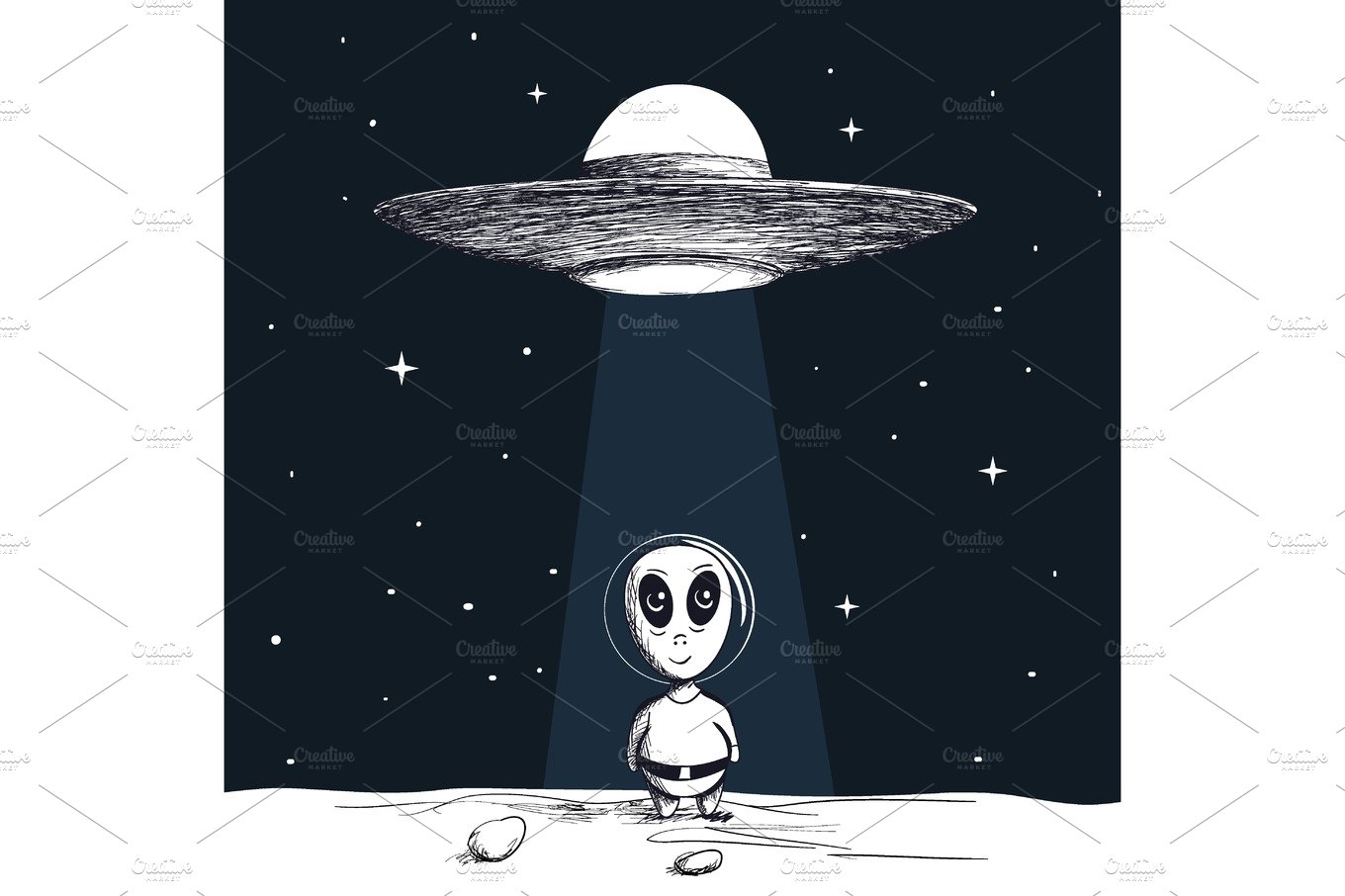 The arrival of an alien from UFO cover image.